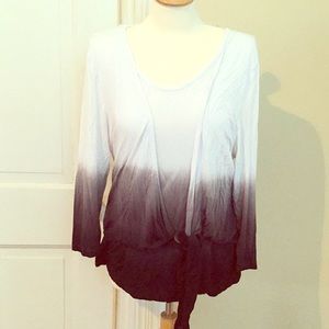 Soft Surroundings black and white ombré top L